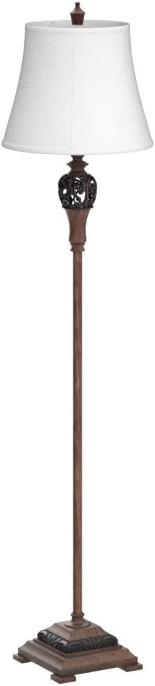 Sucolite Vintage Floor Lamp for Living Room, Traditional Farmhouse Tall Standing Lamp, Mid-Century Antique Pole Lamp for Bedroom Reading with White Fabric Shade, Rustic Bright Lighting Home Decor
