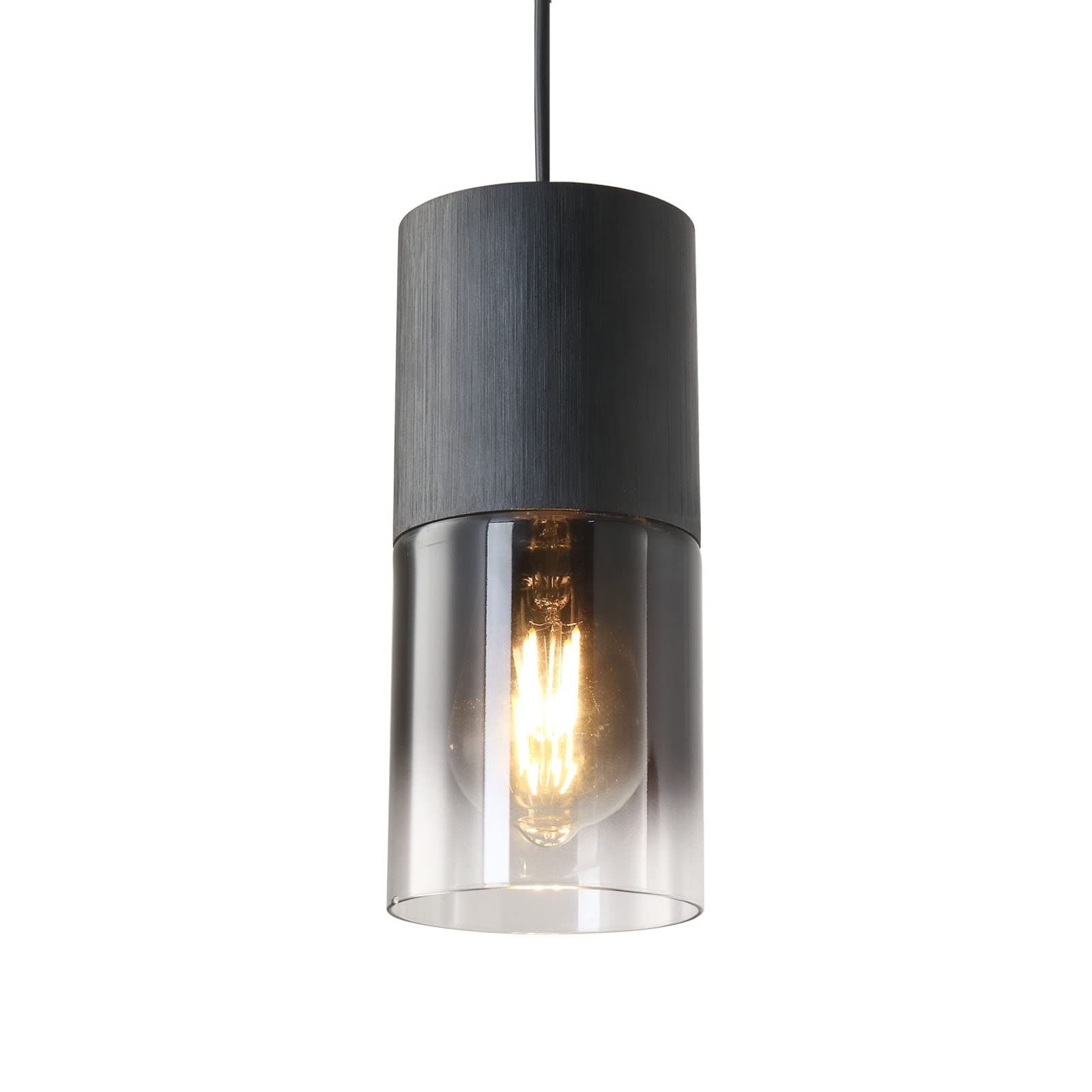 2-Pack Black Pendant Light Fixtures, Adjustable Modern Pendant Lights for Kitchen Island, Industrial Glass Pendant Lights for Dining Table Hallway Bedroom Living Room