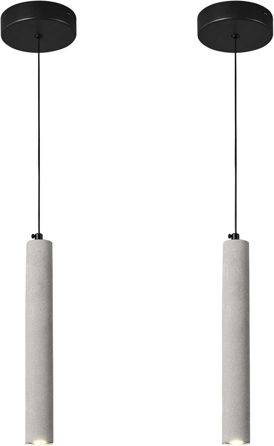 Concrete Linear Pendant Light,Modern Industrial Hanging Cement Pendant Lighting Fixture for Kitchen Island Dinning Room Bedroom Bedside Table Small Pendant Lights(2-Pack)