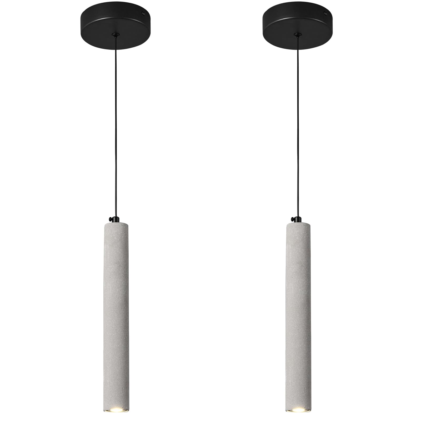Concrete Linear Pendant Light,Modern Industrial Hanging Cement Pendant Lighting Fixture for Kitchen Island Dinning Room Bedroom Bedside Table Small Pendant Lights(2-Pack)