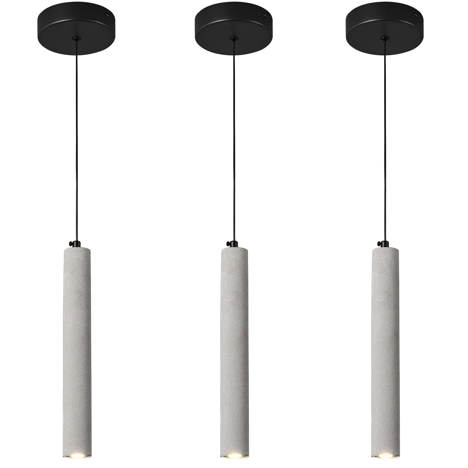 Concrete Linear Pendant Light,Modern Industrial Hanging Cement Pendant Lighting Fixture for Kitchen Island Dinning Room Bedroom Bedside Table Small Pendant Lights(2-Pack)