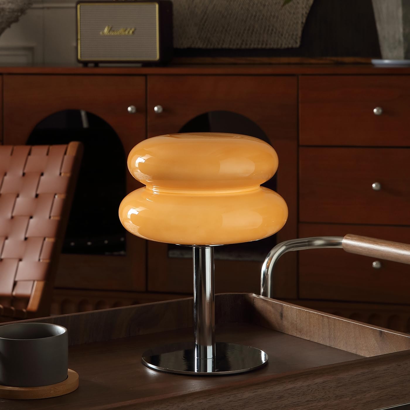 Mushroom Lamp Table Lamp for Night Stands,Mid Century Modern Desk Lamps for Bedroom, Vintage Dimmable Bedside Small Lamps, Cute Cool Home Room Aesthetic Decor for Living Room (Orange)