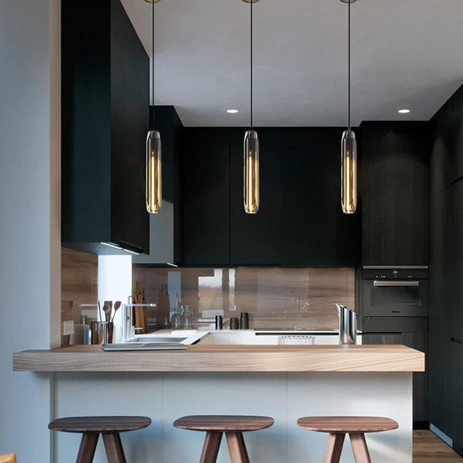 Pendant Lights Kitchen Island Pendant Lights Pendant Light fixtures Kitchen Pendant Light pendent Light Smoke Gray Crystal lampshade Island Pendant Lights for Kitchen