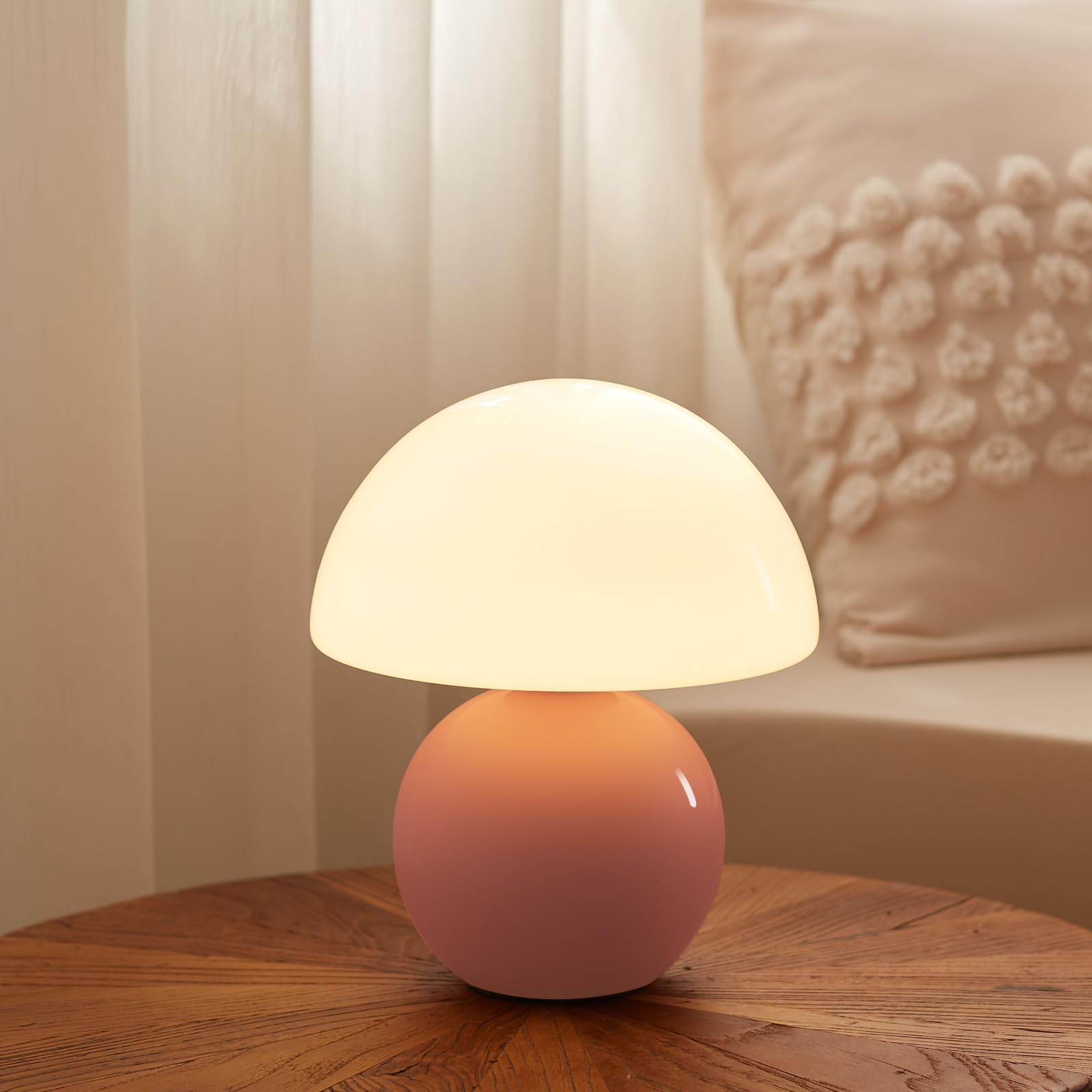Mushroom Lamp Table Lamp for Bedroom,Desk Bedside Small Lamps for Living Room Night Stands,Mushroom Decor Cute Mini Modern Mid Century Lamps,Unique Aesthetic Home Living Room Decor(Orange)
