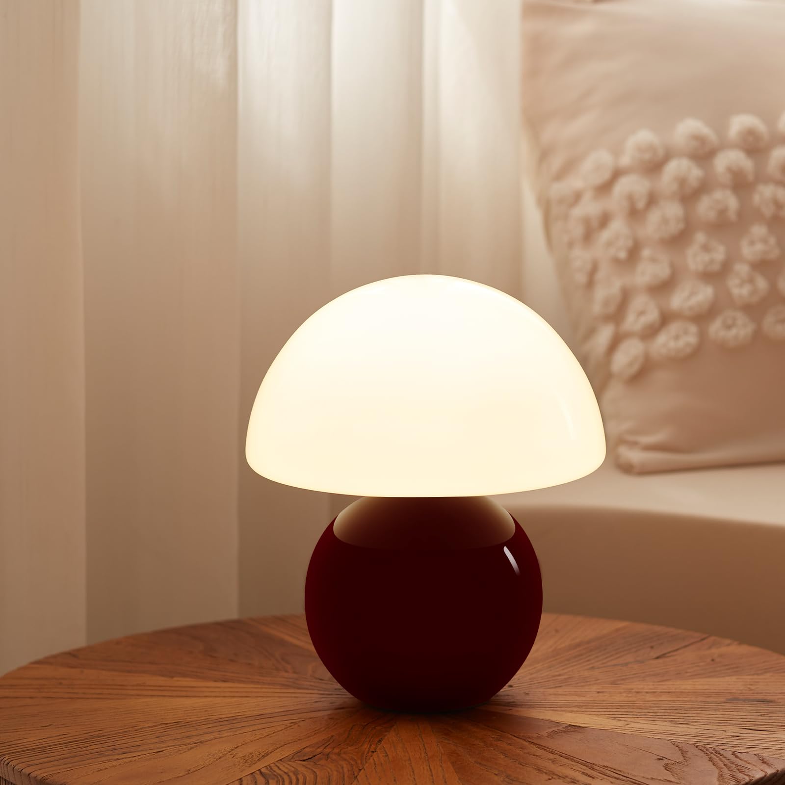 Mushroom Lamp Table Lamp for Bedroom,Desk Bedside Small Lamps for Living Room Night Stands,Mushroom Decor Cute Mini Modern Mid Century Lamps,Unique Aesthetic Home Living Room Decor(Orange)