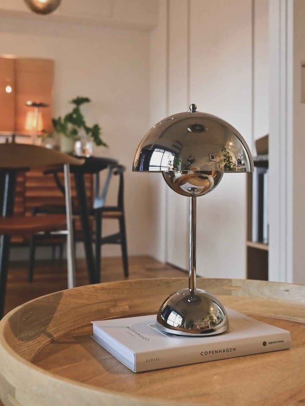 Modern Flower Bud Lamp 12" Cordless Touch Lamp Dimmable 2600mAh Rechargeable Desk Lamp Nordic Minimalist Mushroom Lamp Nightstand Bedside Lamp for Bedroom Living Room(Cream Grey) No Reading Light