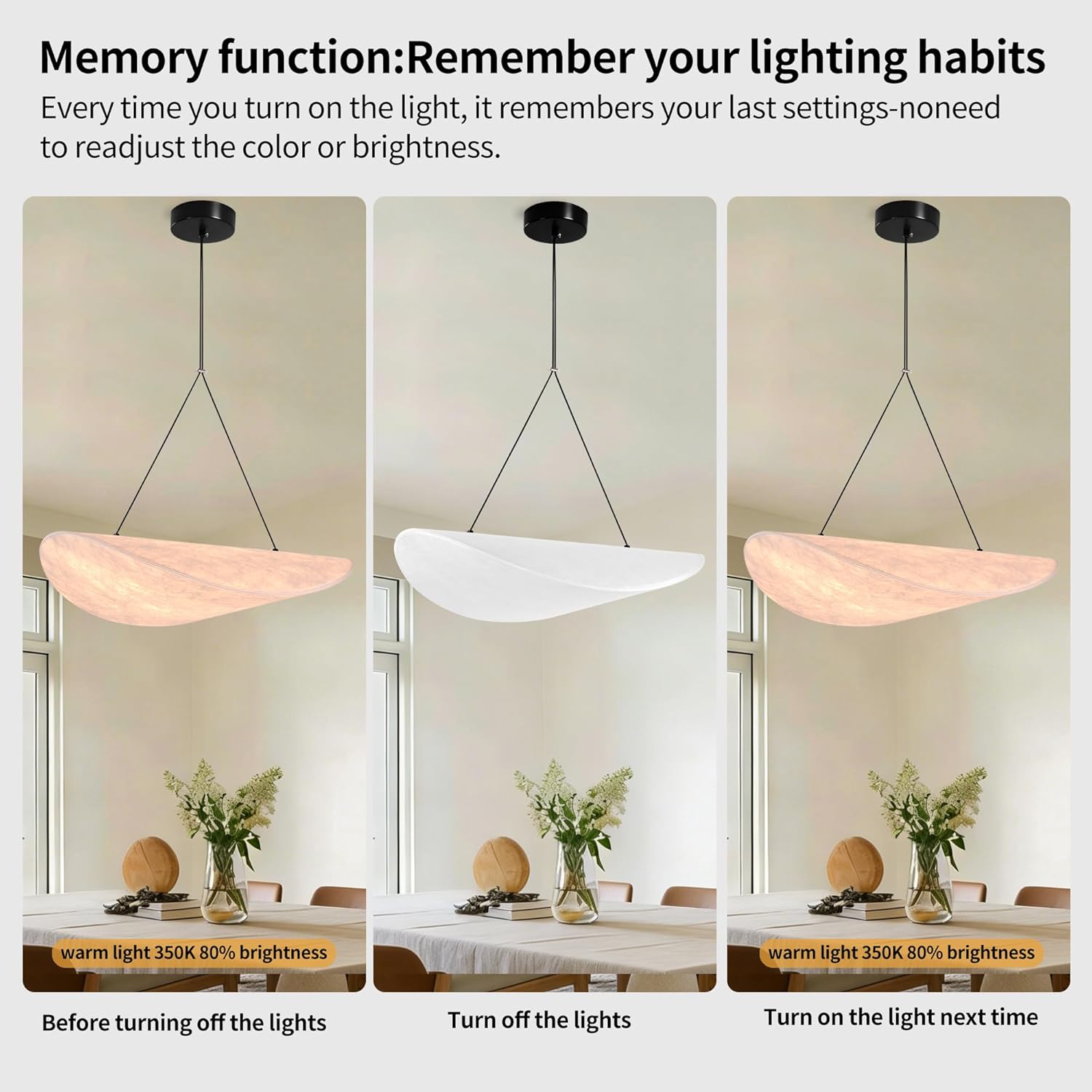 Wabi Sabi Pendant Light Modern LED Hanging Lamp for Kitchen Island,Living Room,Bedroom Sailboat Design Silk Lighting Dimmable with Remote Control & Memory Function Lighting Fixture(15.7 Inch)