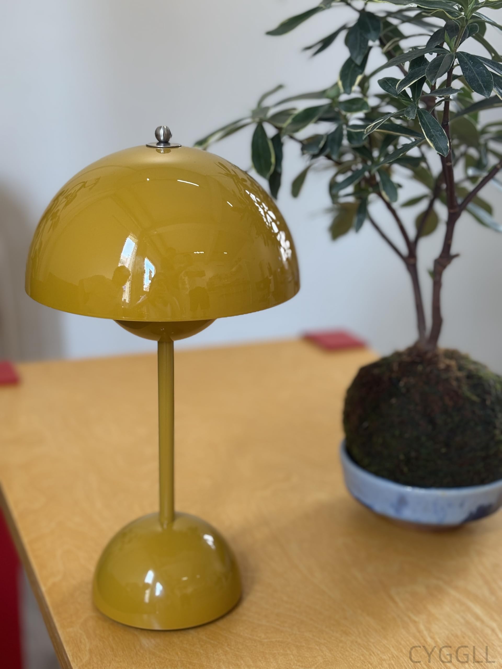 Modern Flower Bud Lamp 12" Cordless Touch Lamp Dimmable 2600mAh Rechargeable Desk Lamp Nordic Minimalist Mushroom Lamp Nightstand Bedside Lamp for Bedroom Living Room(Cream Grey) No Reading Light