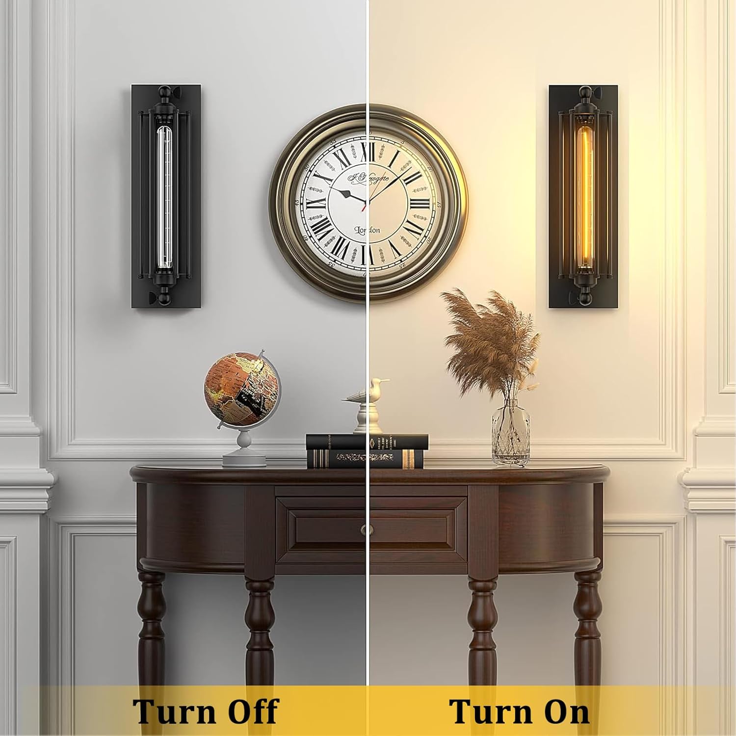 Licperron Sconces Wall Lighting, Industrial Black Wall Sconces Antique Wall Light Fixtures for Bedside, Bar, Restaurant, Hallway, Indoor&Outdoor Decor, E26 & E27 Bar Lights, UL Approval, 2 Pack