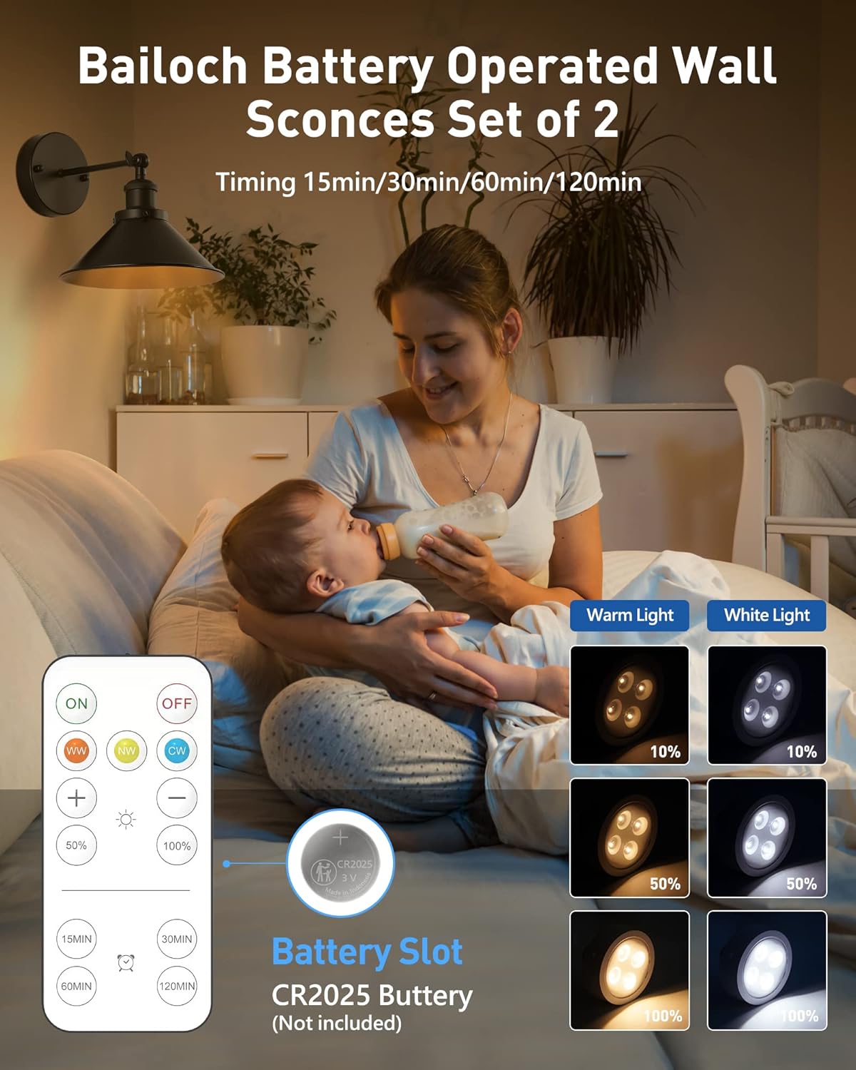 Black Vintage Wireless Battery Operated Wall Sconces, Industrial Cordless Battery Powered Led Wall Lights Set of 2, Wall Lamp Fixture Indoor with Remote Control for Bedroom Farmhouse Gallery