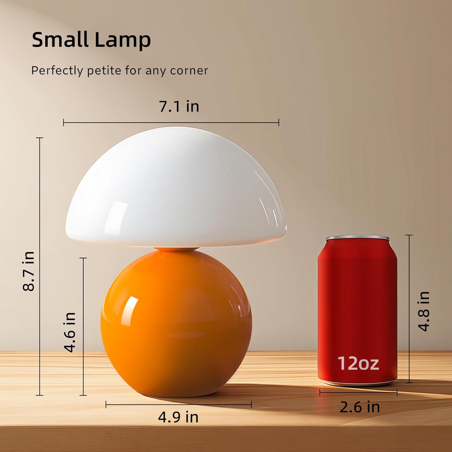 Mushroom Lamp Table Lamp for Bedroom,Desk Bedside Small Lamps for Living Room Night Stands,Mushroom Decor Cute Mini Modern Mid Century Lamps,Unique Aesthetic Home Living Room Decor(Orange)