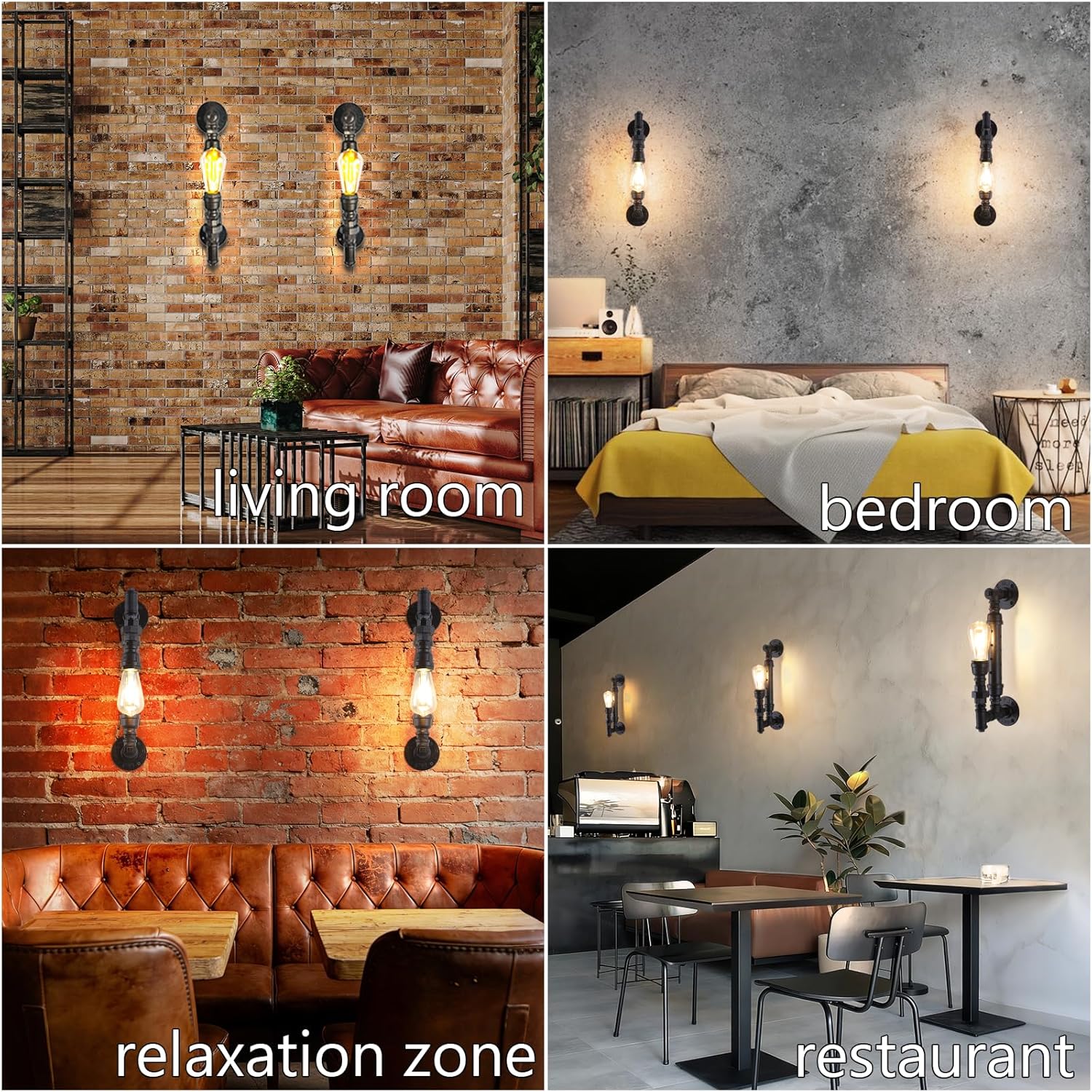 Farmhouse Antique Wall Sconce Set of 2 Rustic Vintage Steampunk Water Pipe Sconce Lights E26 Industrial Wall Mount Lamp Gothic Lighting Fixture Rustic Wall Lighting for Living Room Hallway Bar