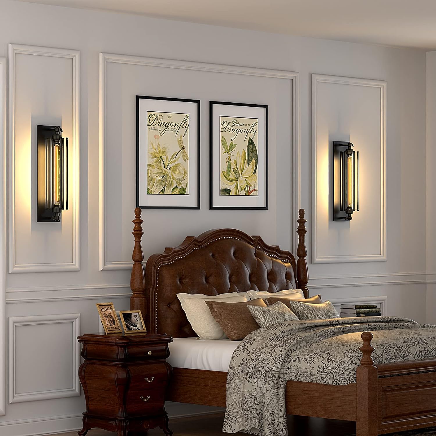 Licperron Sconces Wall Lighting, Industrial Black Wall Sconces Antique Wall Light Fixtures for Bedside, Bar, Restaurant, Hallway, Indoor&Outdoor Decor, E26 & E27 Bar Lights, UL Approval, 2 Pack