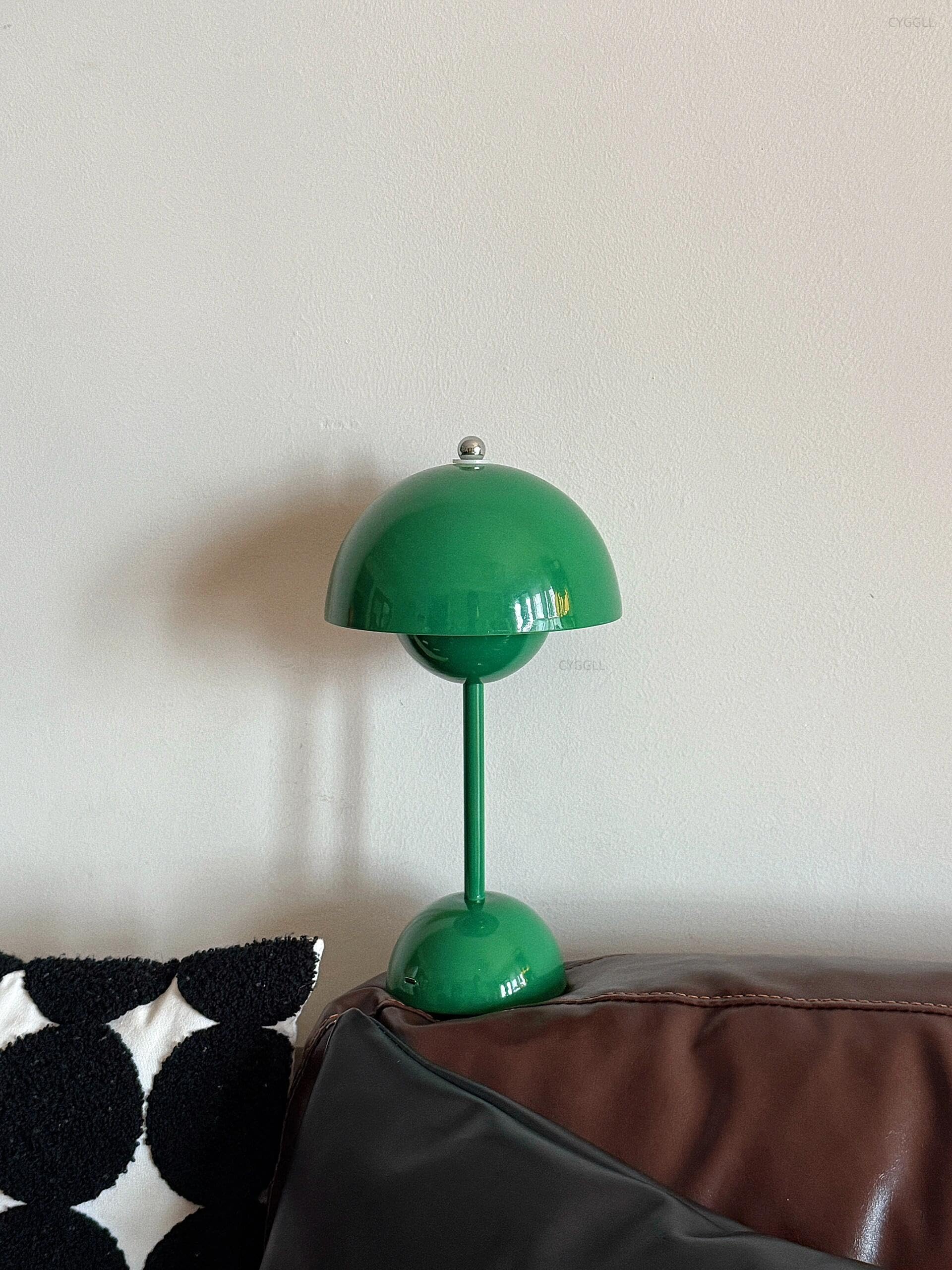 Modern Flower Bud Lamp 12" Cordless Touch Lamp Dimmable 2600mAh Rechargeable Desk Lamp Nordic Minimalist Mushroom Lamp Nightstand Bedside Lamp for Bedroom Living Room(Chrome) No Reading Light